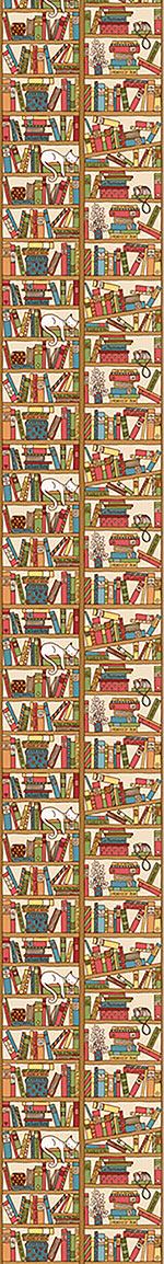 patterned-wallpaper-asleep-between-books