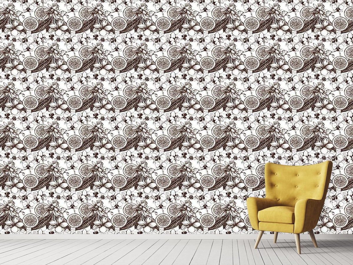 patterned-wallpaper-vintage-exotic-flowers