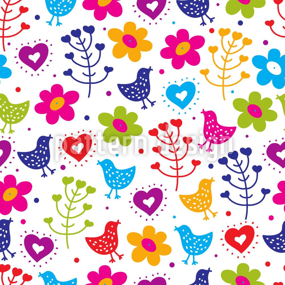 patterned-wallpaper-birds-are-walking-in-the-garden