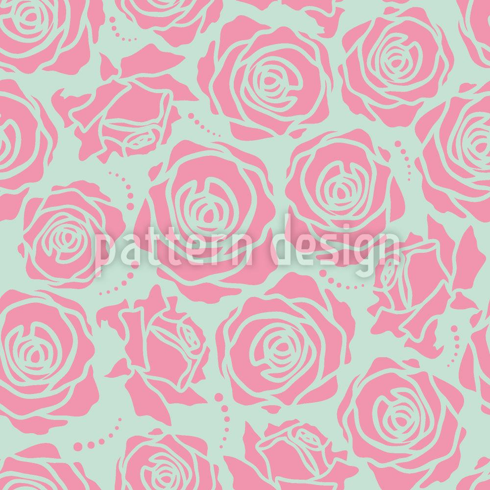 patterned-wallpaper-rose-blossoms-stylized