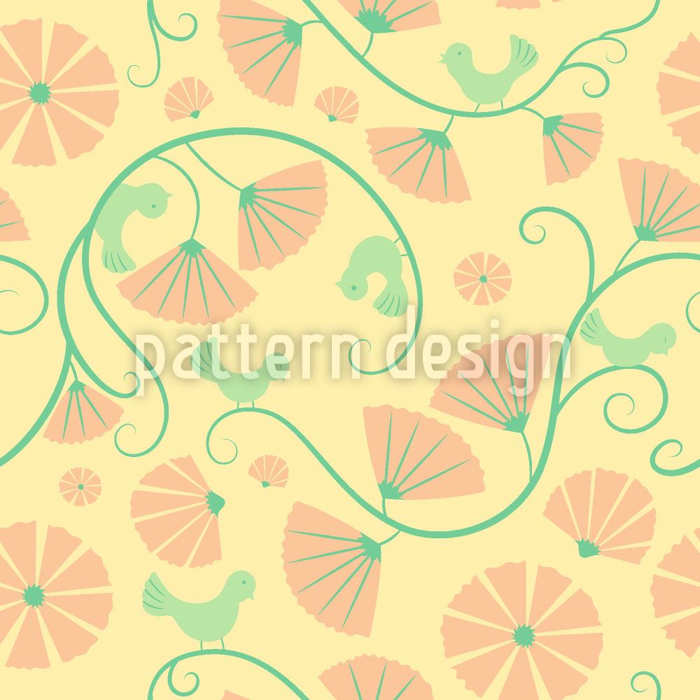 patterned-wallpaper-birds-and-fan-flowers