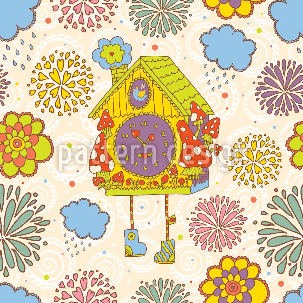 patterned-wallpaper-cuckoo-clock