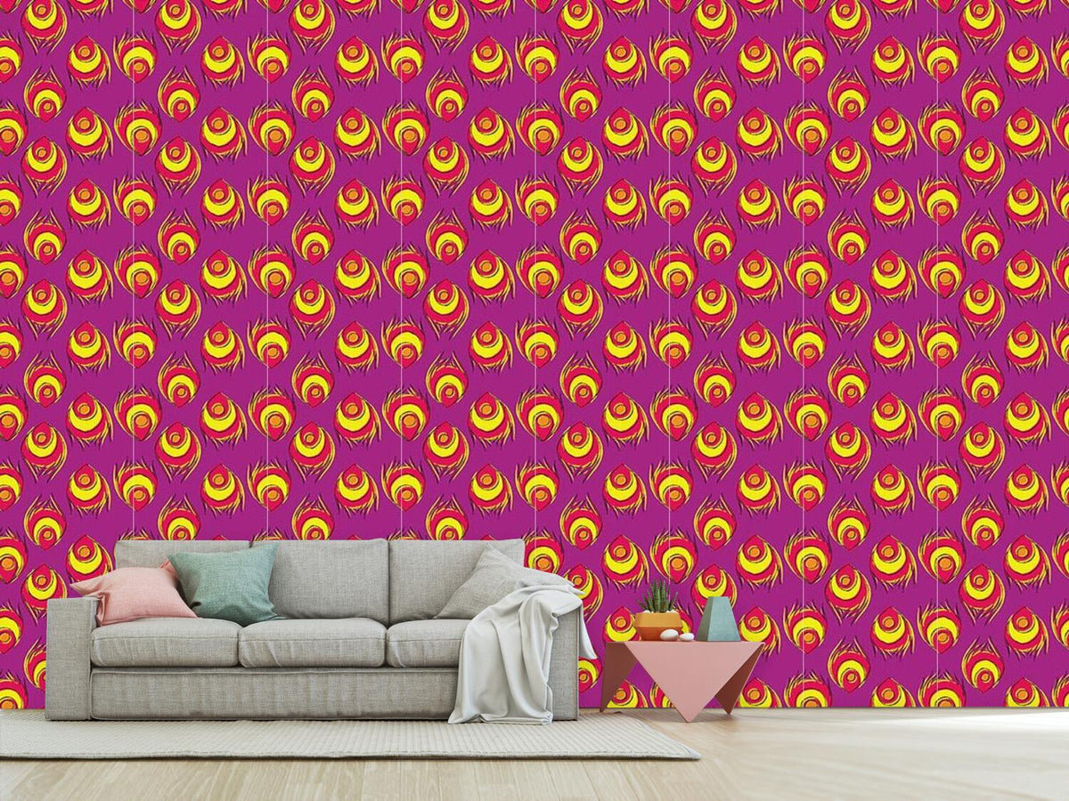 patterned-wallpaper-fiery-peacock-feathers