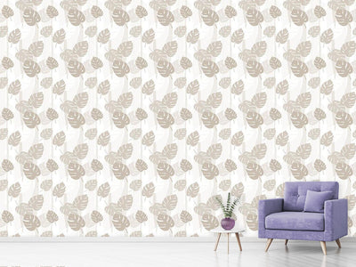 patterned-wallpaper-beige-leaves