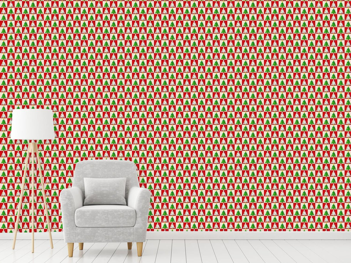 patterned-wallpaper-chess-with-christmas-trees