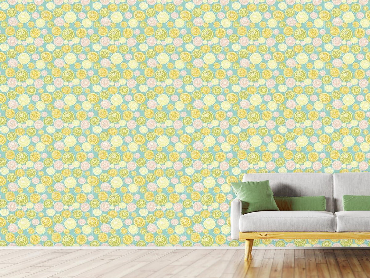 patterned-wallpaper-ranunculus-flower-dots