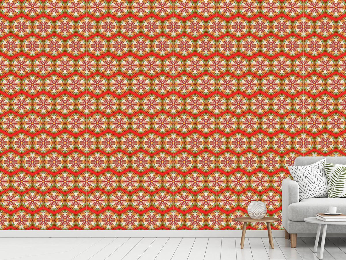 patterned-wallpaper-kaleidoscope-zig-zag-red