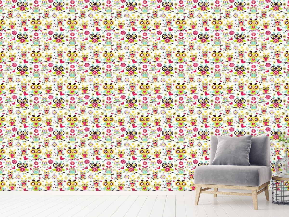 patterned-wallpaper-owl-family