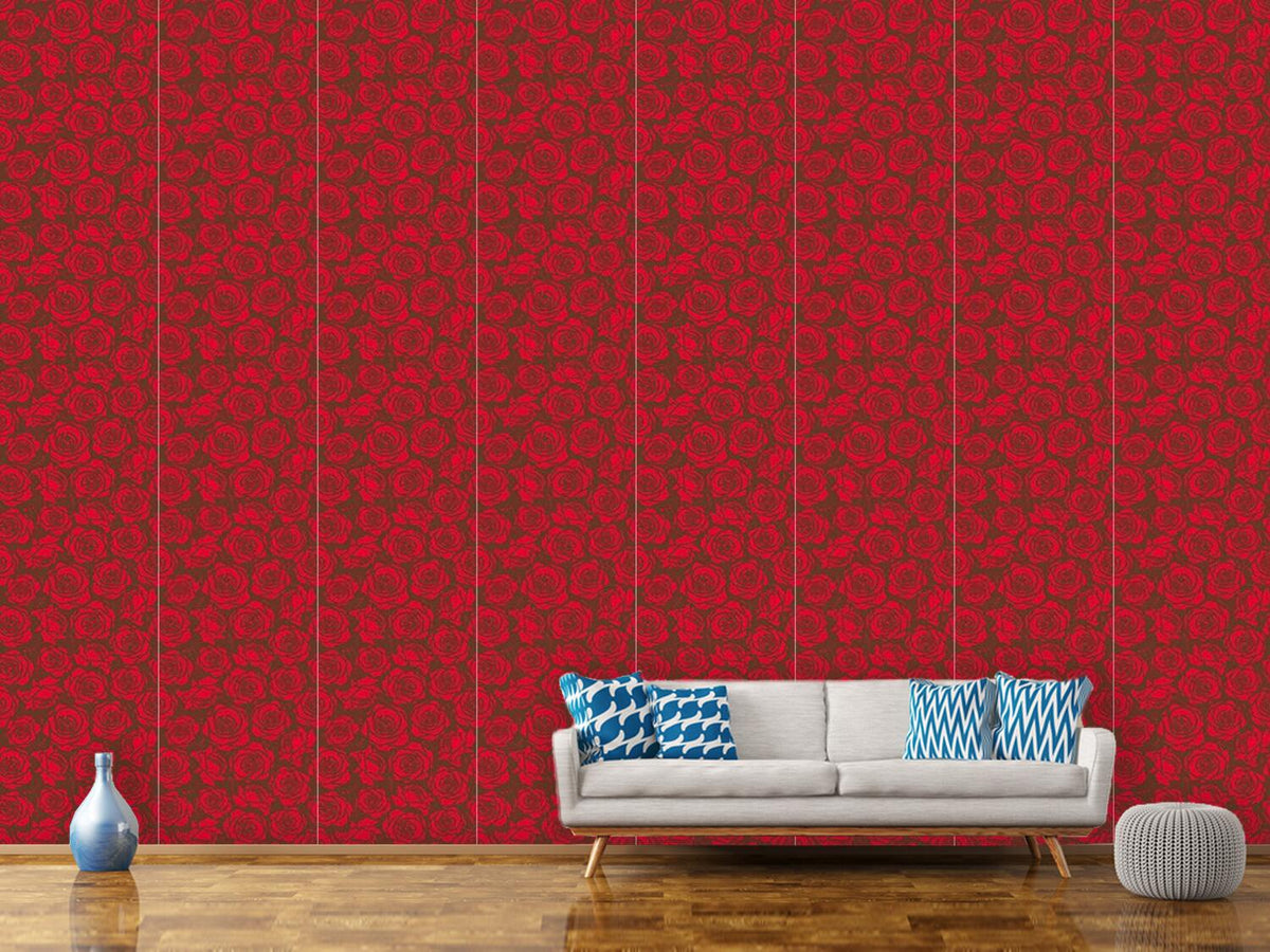 patterned-wallpaper-rose-blossoms-red