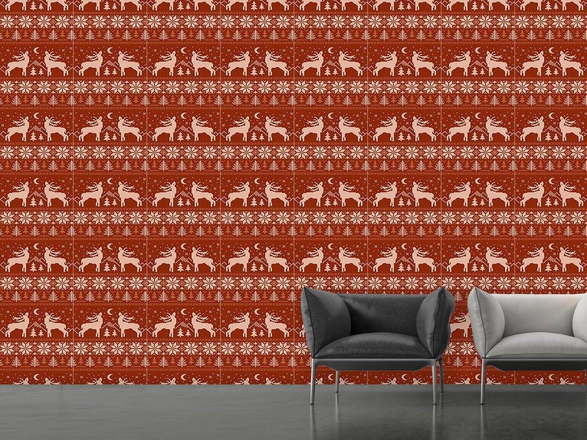 patterned-wallpaper-roaring-deer-in-norway