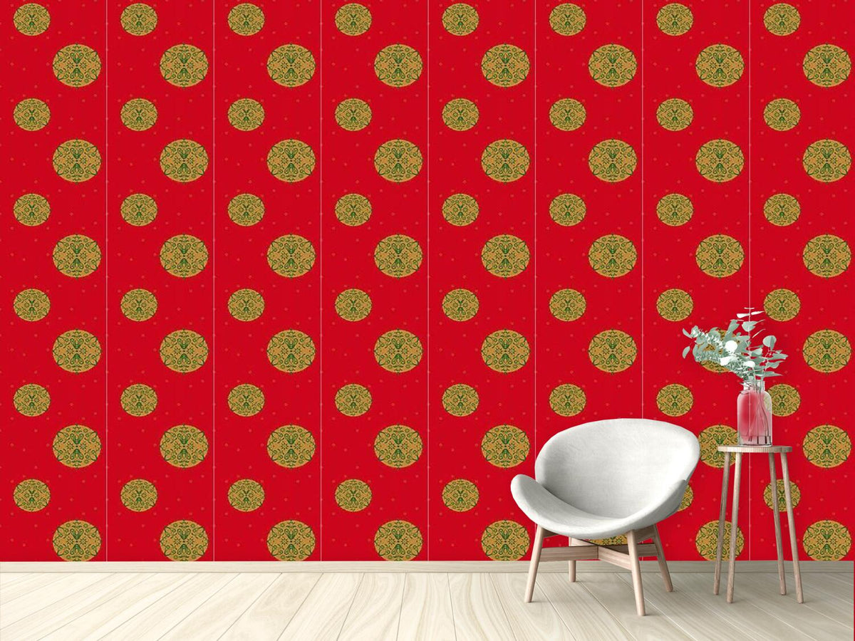 patterned-wallpaper-christmas-ornaments-red