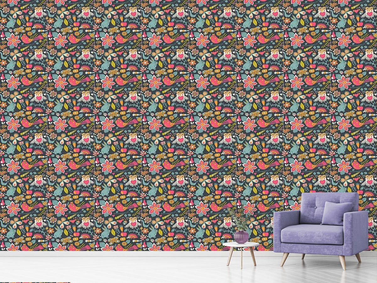 patterned-wallpaper-love-parade-in-the-magic-forest