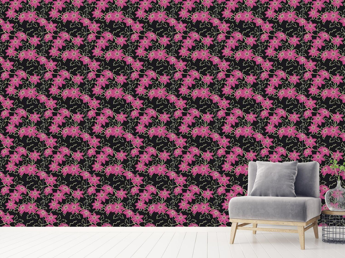 patterned-wallpaper-clematis-dream-garden-at-night