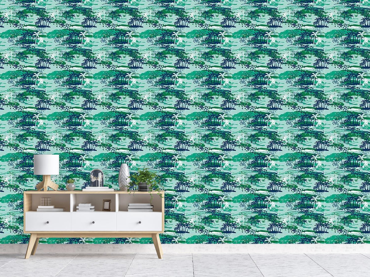 patterned-wallpaper-paradise-island-green