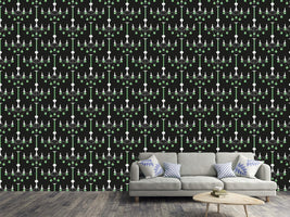 patterned-wallpaper-emerald-chandelier