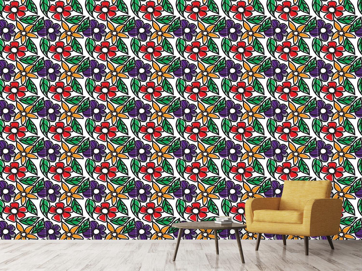 patterned-wallpaper-flower-doodles