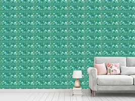 patterned-wallpaper-triangles-in-green