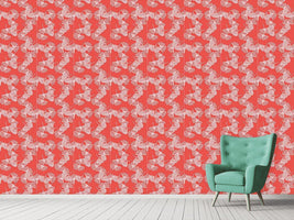 patterned-wallpaper-ginkgo-red