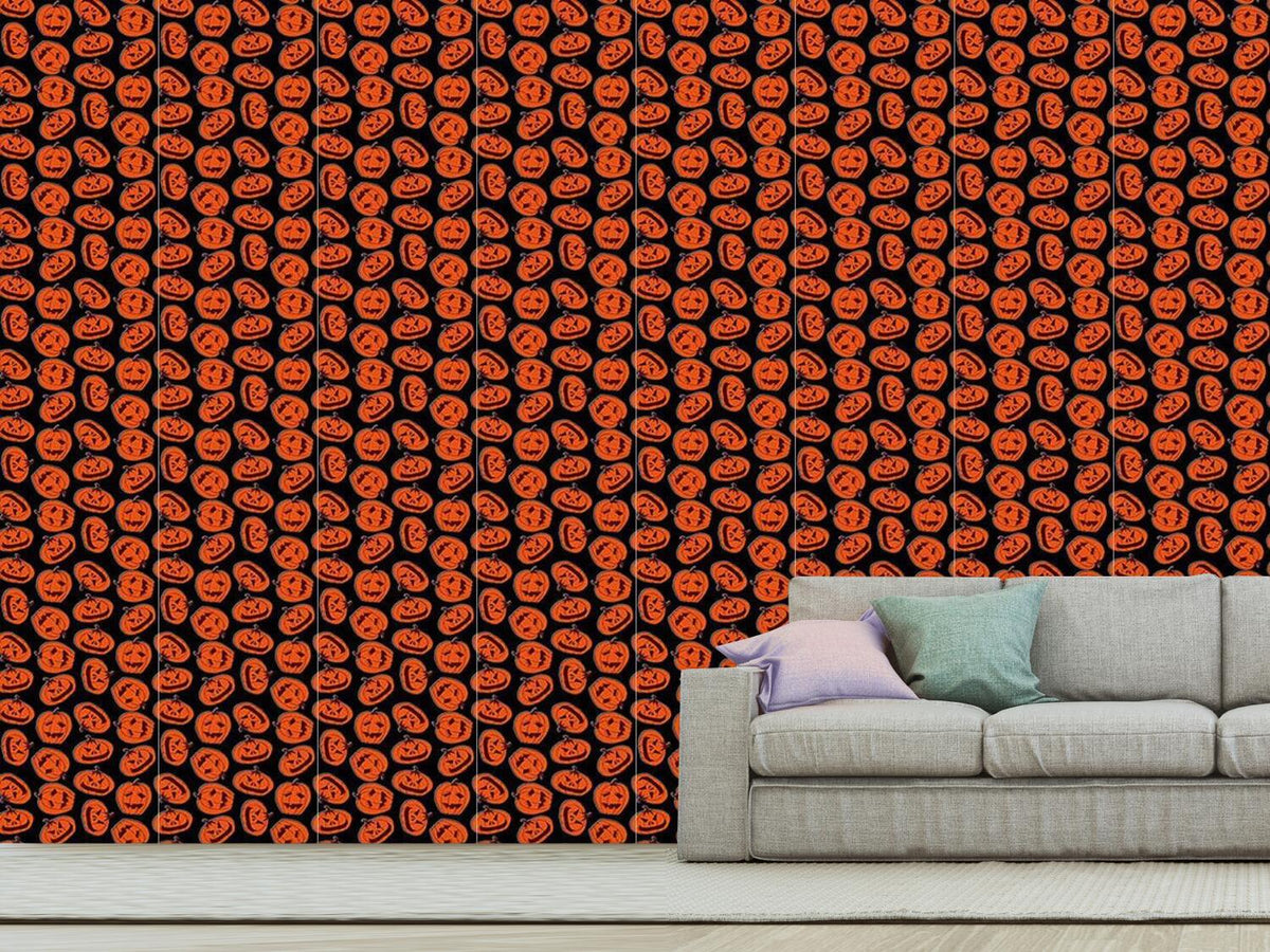 patterned-wallpaper-pumpkin-heads-black