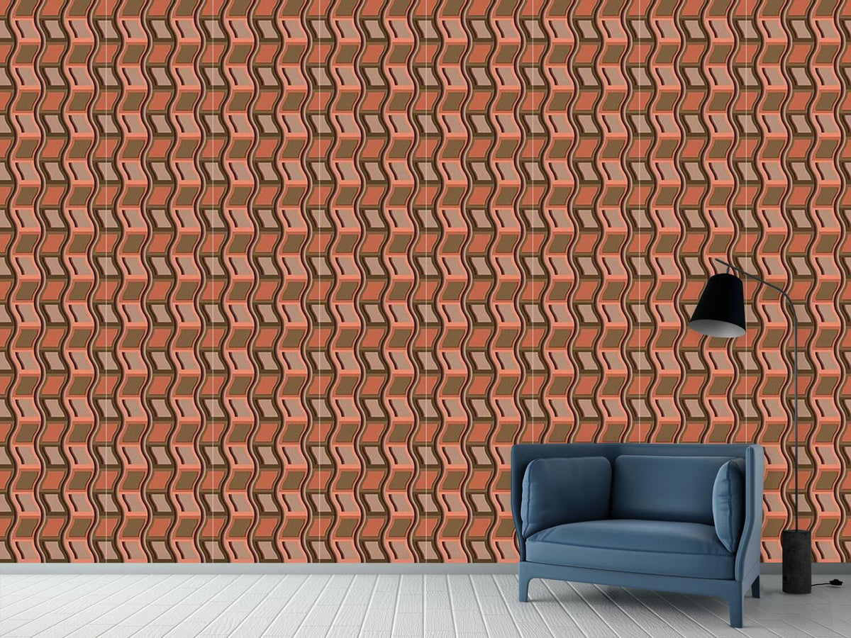 patterned-wallpaper-stacked-chairs