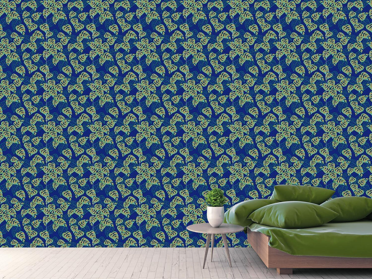 patterned-wallpaper-birch-leaf-at-night