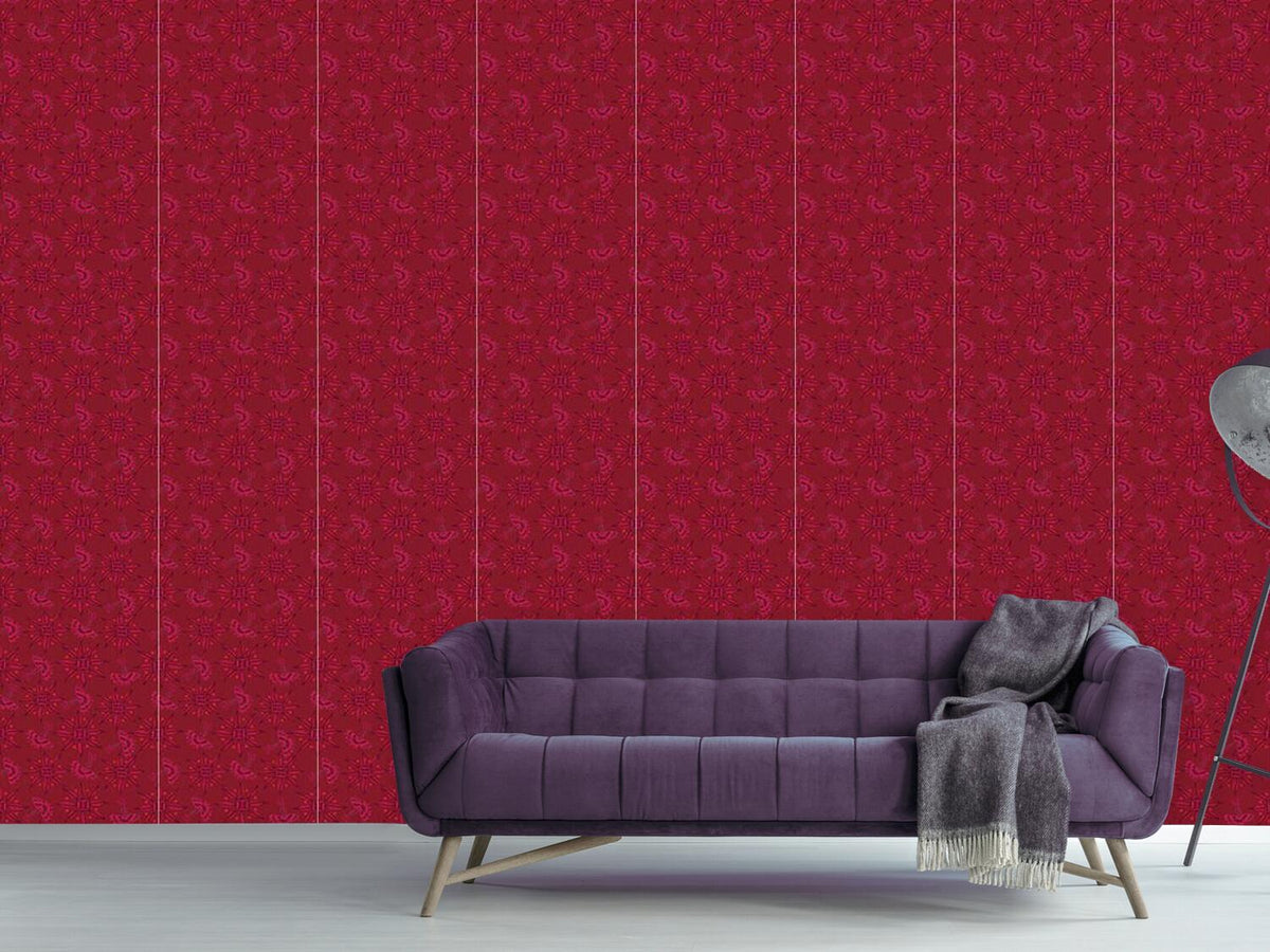 patterned-wallpaper-flora-in-cranberry