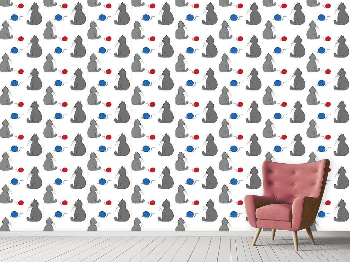 patterned-wallpaper-playful-kitties