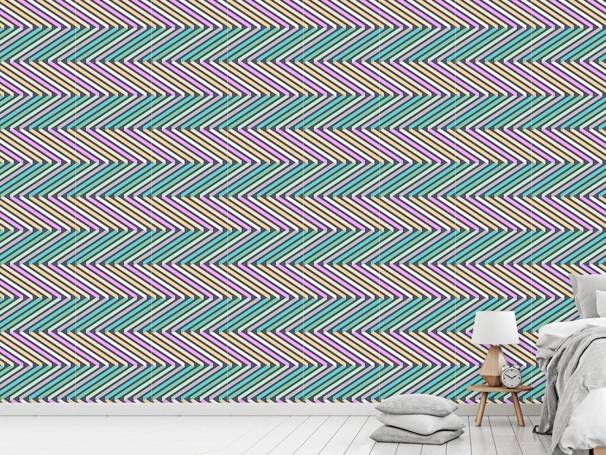 patterned-wallpaper-ribbons-in-zig-zag