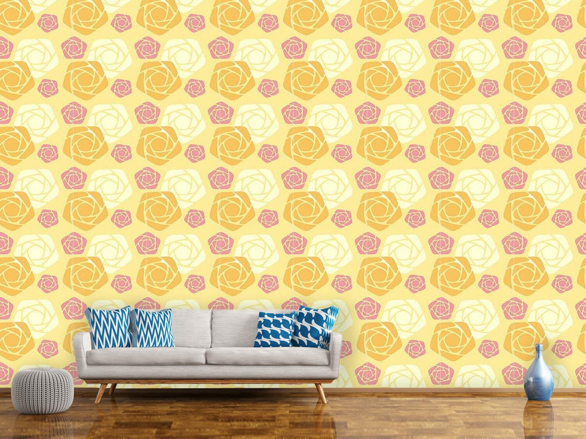 patterned-wallpaper-geometric-roses