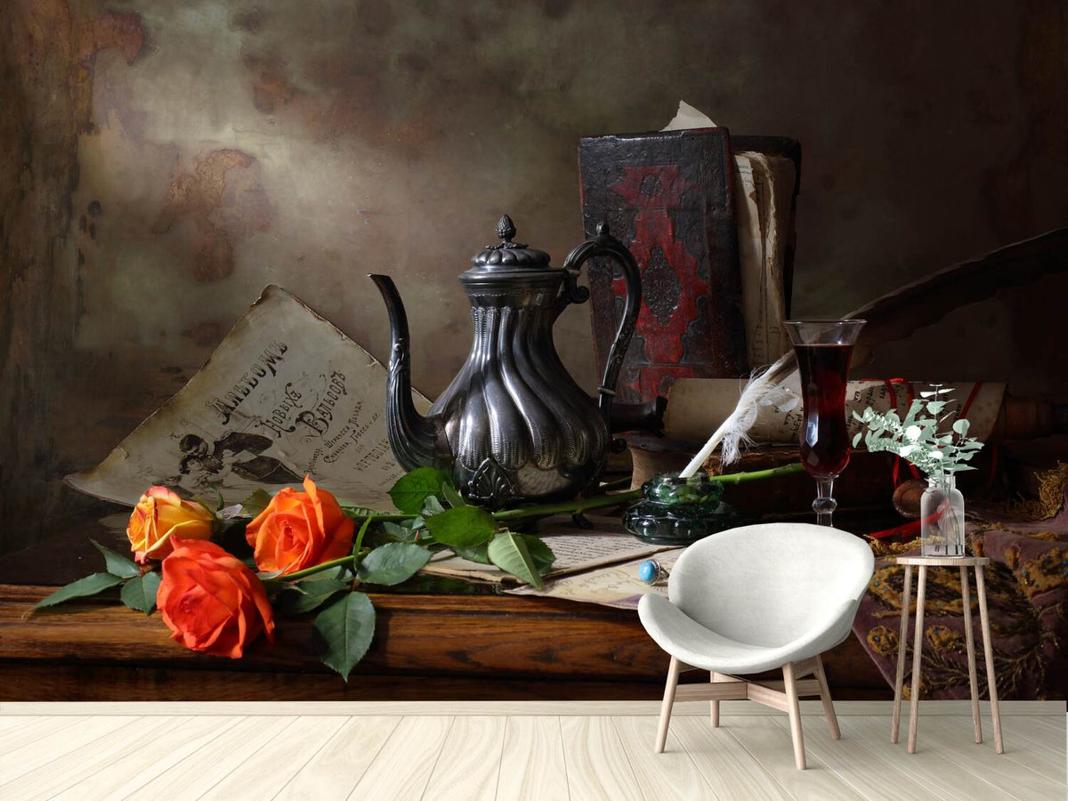 photo-wallpaper-still-life-with-teapot-and-roses