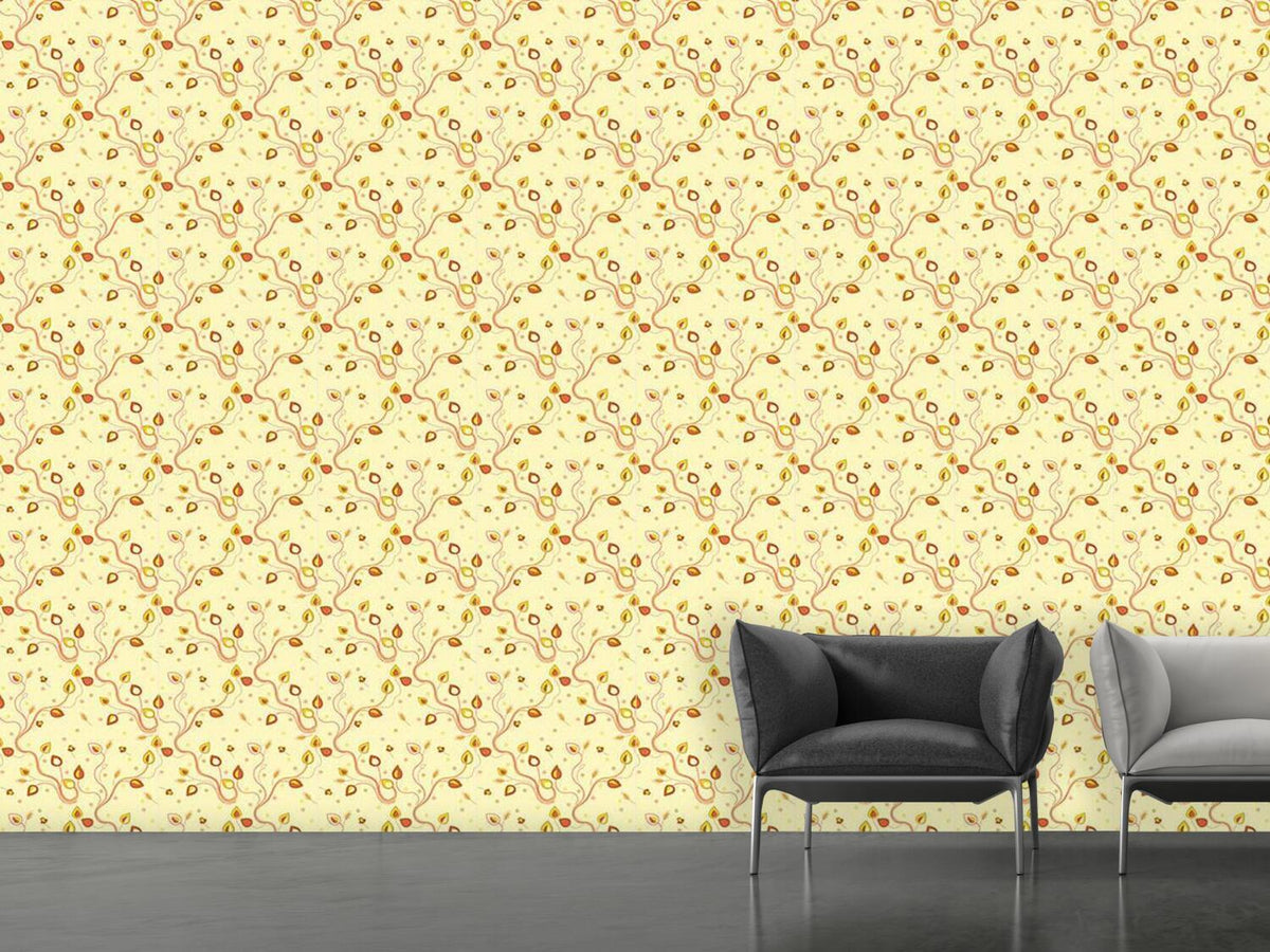 patterned-wallpaper-ethno-branches-yellow