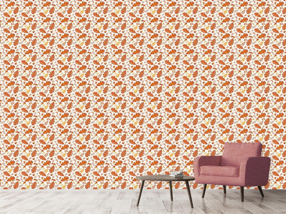 patterned-wallpaper-acorn-and-leaf-in-cesky-herslak