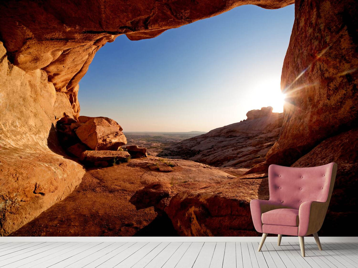 photo-wallpaper-sunset-in-front-of-the-cave