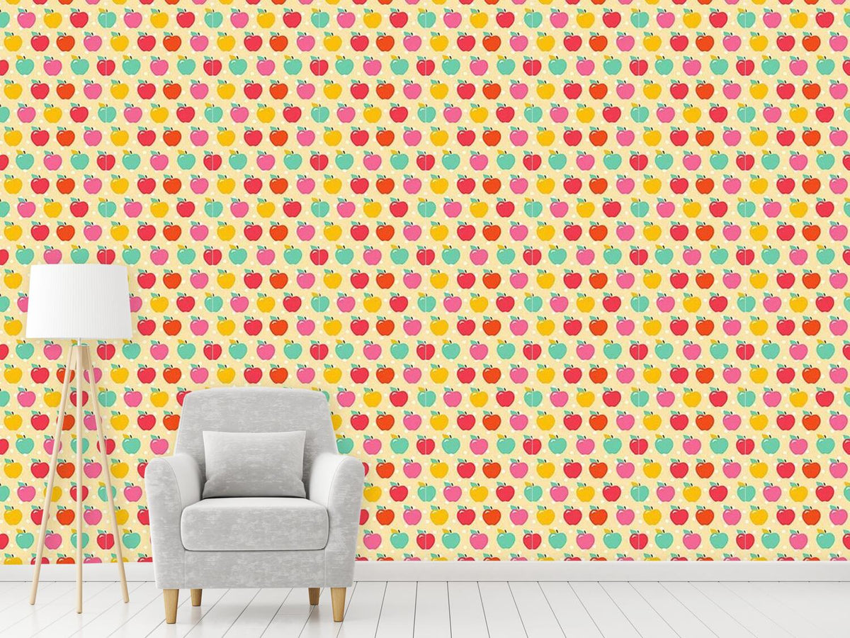 patterned-wallpaper-apples-on-polkadot