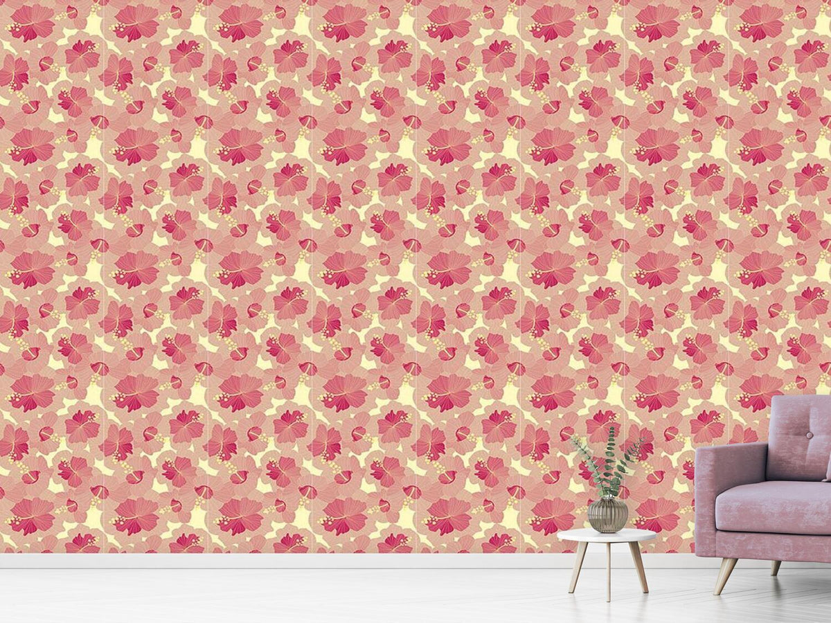 patterned-wallpaper-ruby-hibiscus