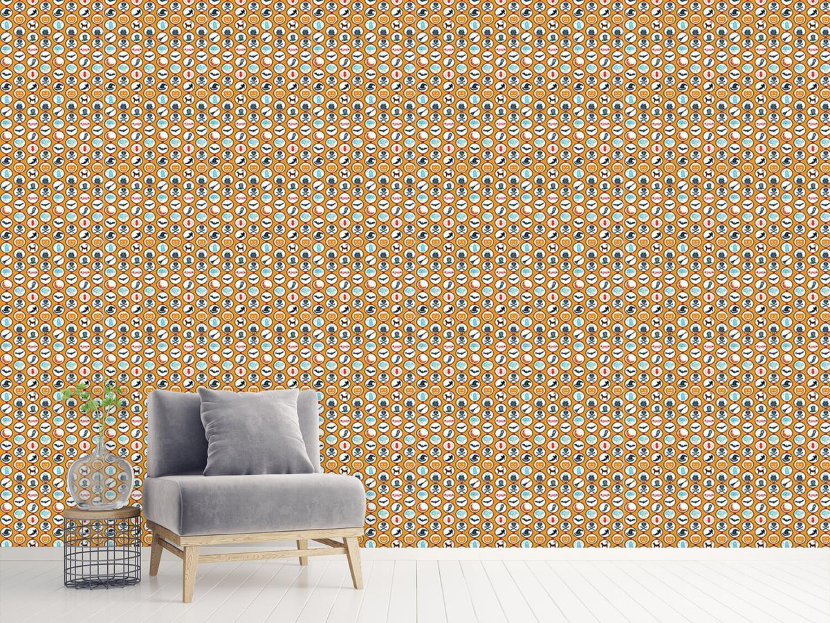 patterned-wallpaper-scary-parade-orange